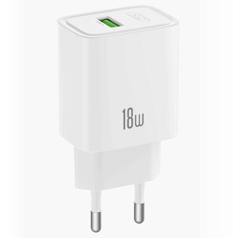XO Design CE50 Netzladegerät mit USB-C-Kabel, 18 W, 3 A, 1 × USB-A, Weiß