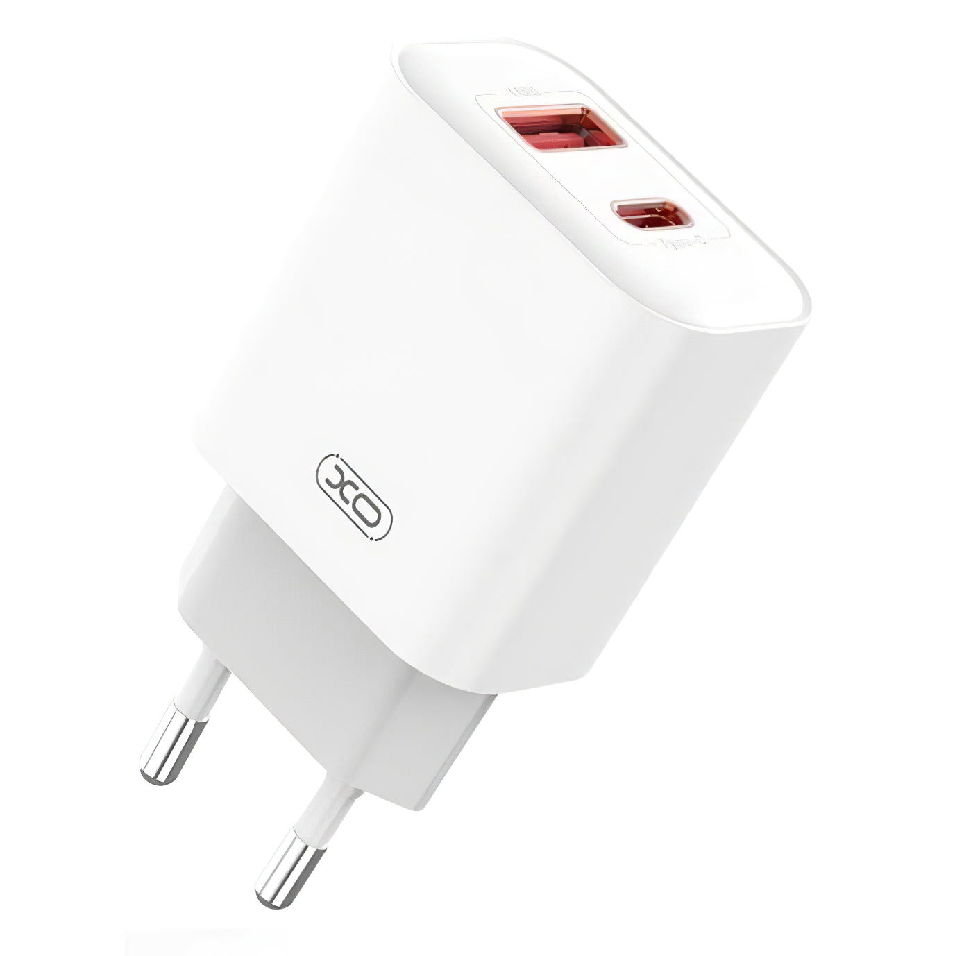 Netzwerkladegerät mit Lightning-Kabel XO Design CE12, 20 W, 3 A, 1 x USB-A – 1 x USB-C, Weiß