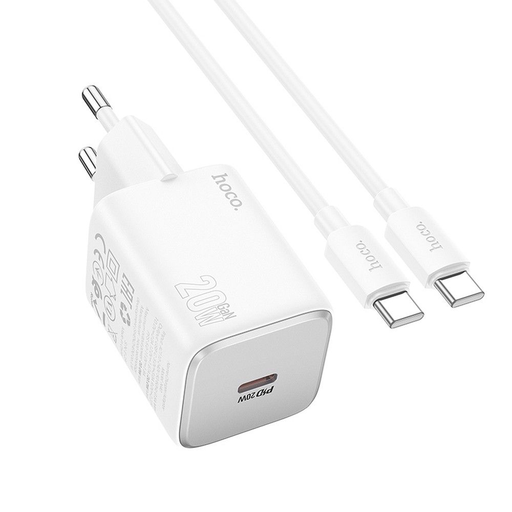 Netzwerkladegerät mit USB-C-Kabel HOCO N40, 20 W, 3 A, 1 x USB-C, Weiß