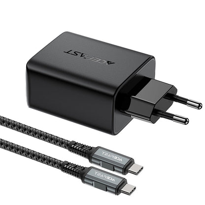 Acefast A17 Hub TV-Kabel-Netzwerk-Ladegerät, 65 W, 3 A, 1 x HDMI – 1 x USB-A – 1 x USB-C, Schwarz