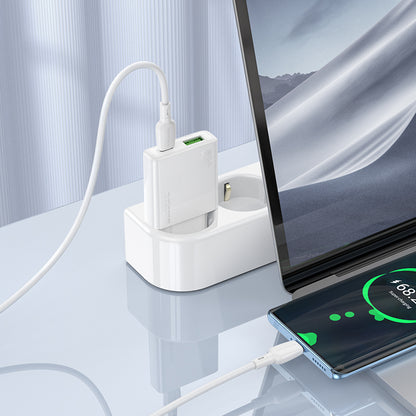 Netzwerkladegerät mit USB-C-Kabel Borofone BN25 Wish, 30 W, 3 A, 1 x USB-A - 1 x USB-C, Weiß