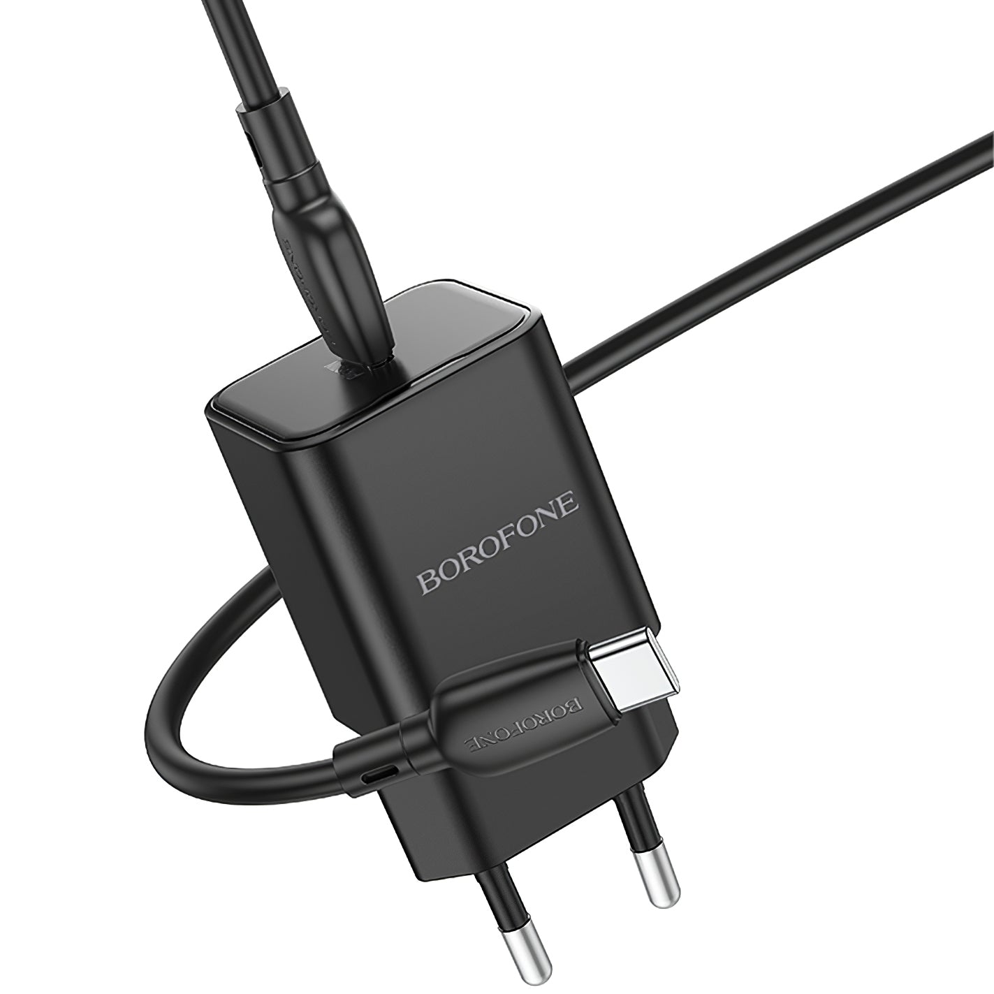 Borofone BN13 Sicherheitsnetzwerk-Ladegerät mit USB-C-Kabel, 30 W, 3 A, 1 x USB-C, Schwarz