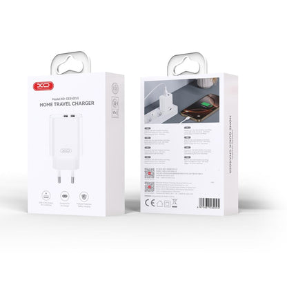 Network Charger with microUSB Cable XO Design CE34, 12W, 2.4A, 2 x USB-A, White
