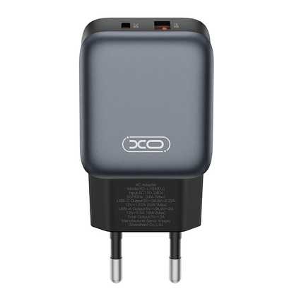Netzladegerät mit Lightning-Kabel XO Design L154, 20W, 3A, 1 x USB-A - 1 x USB-C, Schwarz