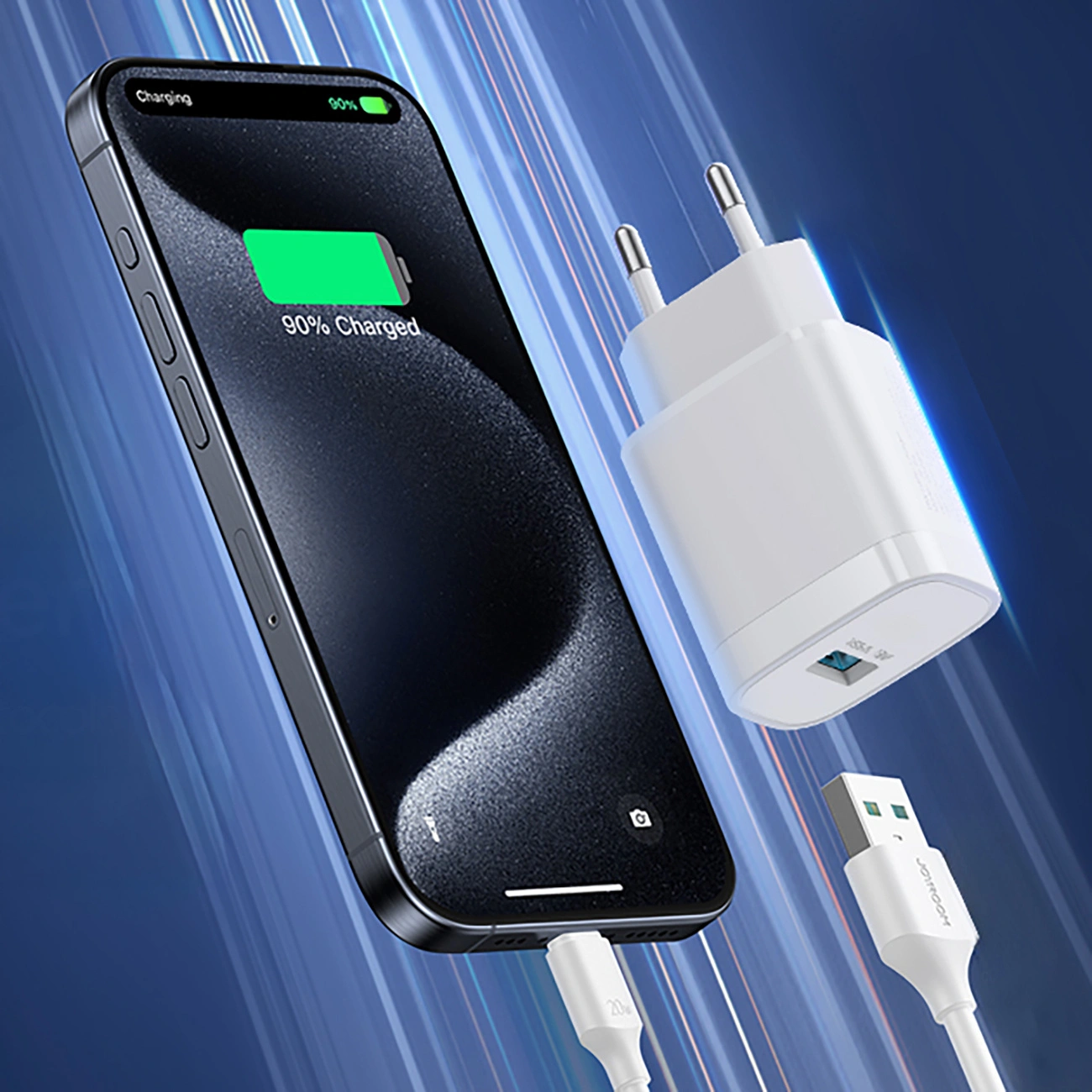 Netzteil mit USB-C-Kabel Joyroom JR-TF4, 18W, 3A, 1 x USB-A, Weiß