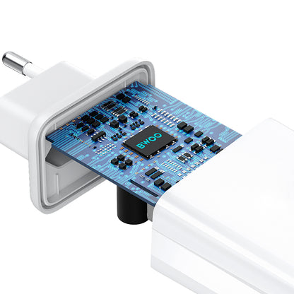 Netzteil mit Lightning-Kabel BWOO CDA182, 38W, 3A, 1 x USB-A - 1 x USB-C, Weiß