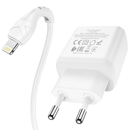 Netzwerkladegerät mit Lightning-Kabel BLUE Power BLN5, 20 W, 3 A, 1 x USB-A – 1 x USB-C, Weiß