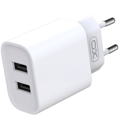 Netzwerkladegerät mit Lightning-Kabel XO Design CE02C, 10,5 W, 2,1 A, 2 x USB-A, Weiß