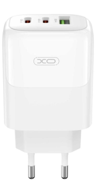 Netzladegerät mit USB-C Kabel XO Design L139, 65W, 4.5A, 1 x USB-A - 2 x USB-C, Weiß