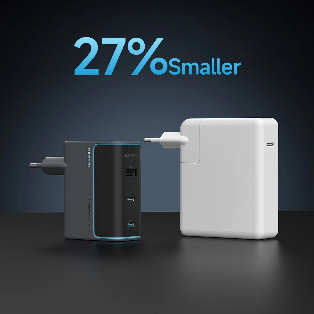 Netzladegerät mit USB-C Kabel Cuktech, 100W, 5A, 1 x USB-A - 2 x USB-C, Grau CUKAD1003EUG