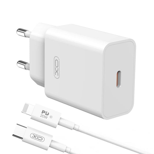Netzteil mit Lightning-Kabel XO Design L126, 20W, 3A, 1 x USB-C, Weiß