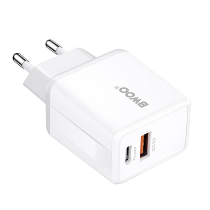 Netzteil mit Lightning-Kabel BWOO CDA182, 38W, 3A, 1 x USB-A - 1 x USB-C, Weiß