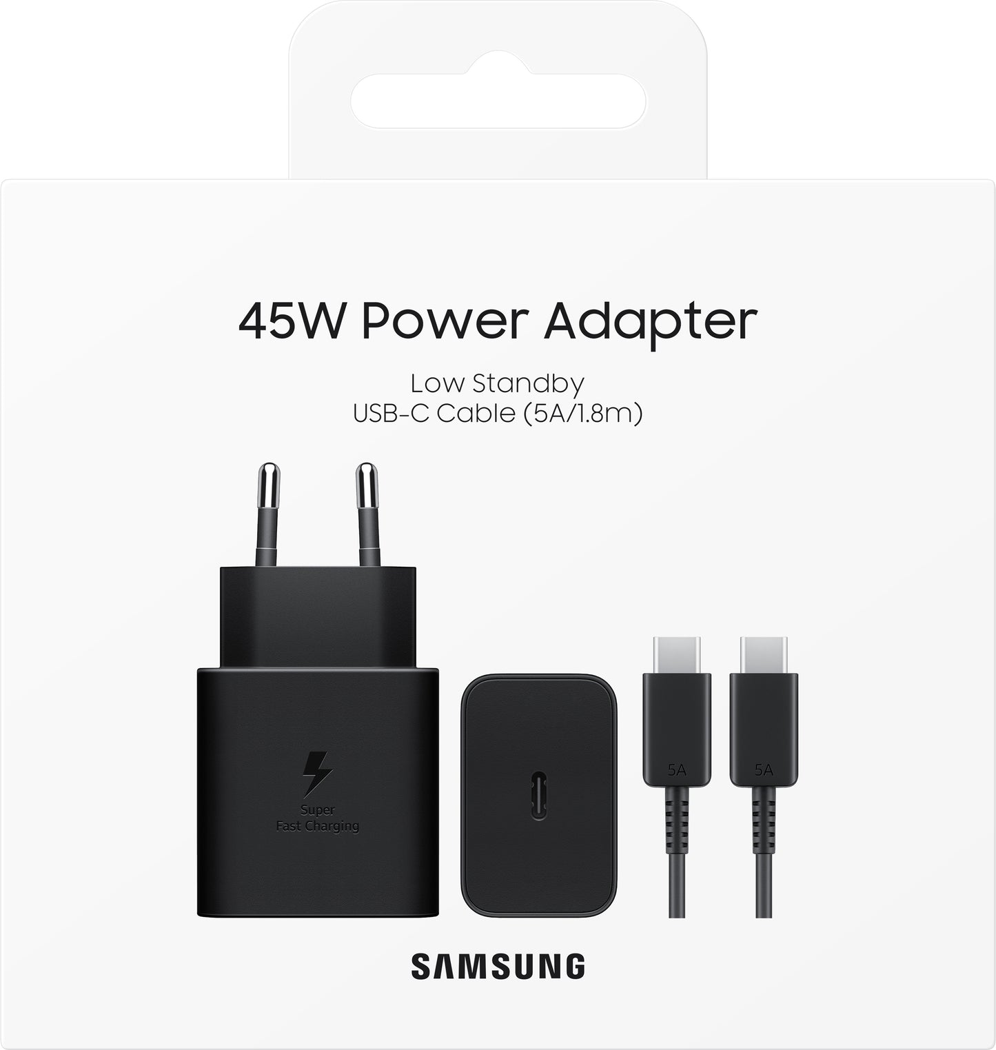 Netzwerkladegerät mit USB-C-Kabel Samsung, 45 W, 4,05 A, 1 x USB-C, Schwarz EP-T4511XBEGEU