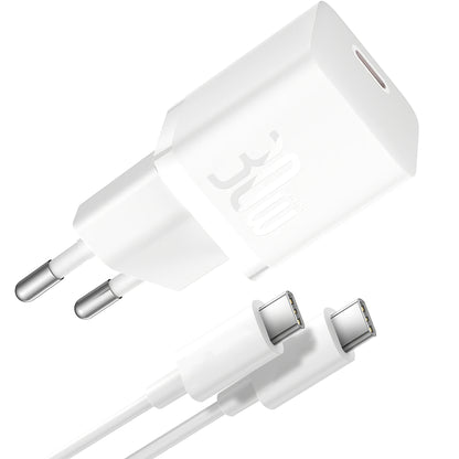 Netzwerkladegerät mit USB-C-Kabel Baseus GaN5S, 30 W, 3 A, 1 x USB-C, Weiß P10110902213-00