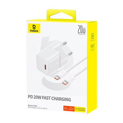 Netzladegerät mit USB-C Kabel Baseus GaN5, 20W, 3A, 1 x USB-C, Weiß P10110900213-01