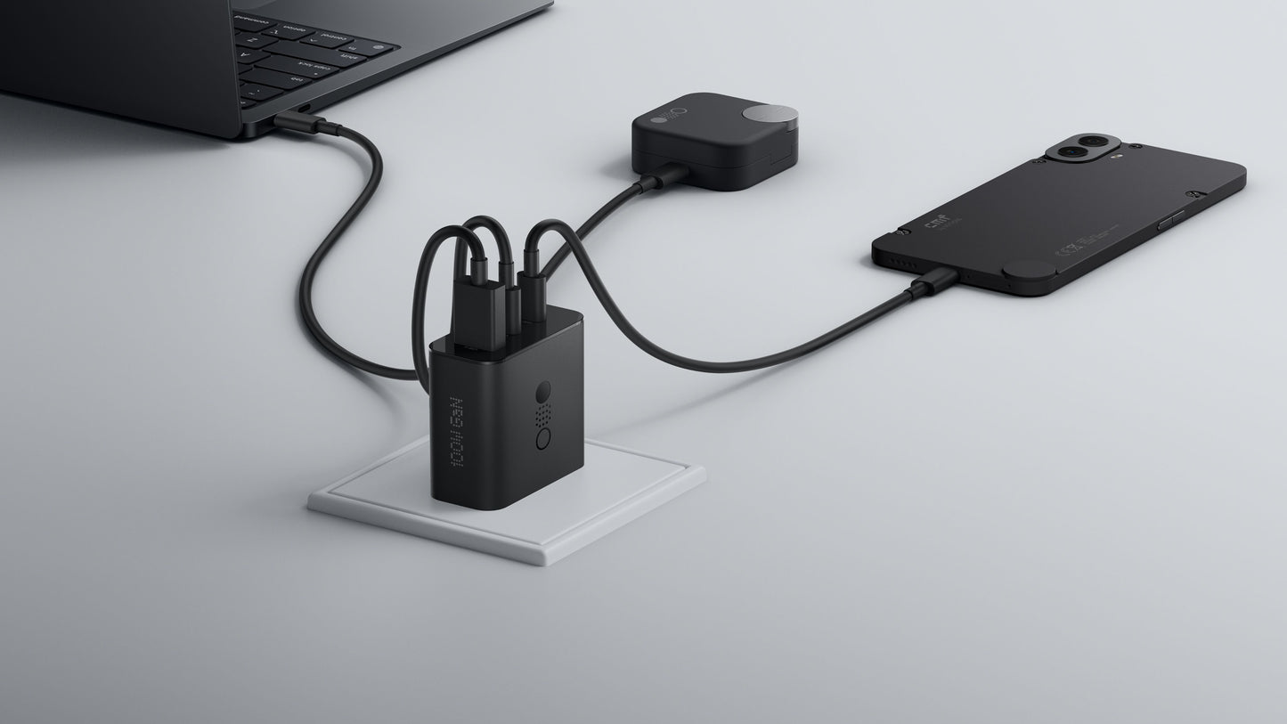 Netzladegerät mit USB-C Kabel CMF by Nothing C349, 100W, 5A, 1 x USB-A - 2 x USB-C, Grau A10800016
