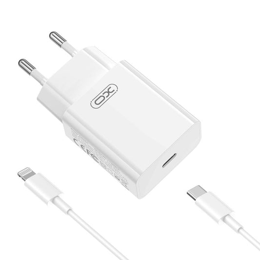 Netzteil mit Lightning-Kabel XO Design L126, 20W, 3A, 1 x USB-C, Weiß
