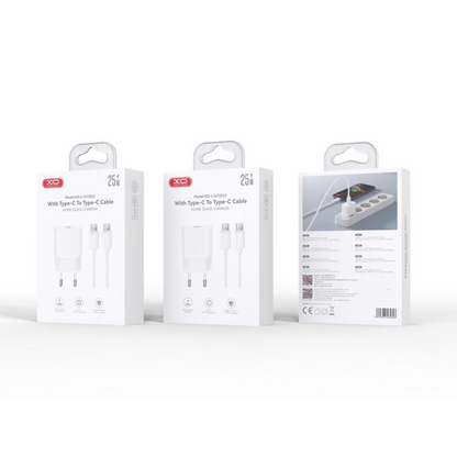XO Design L167 Lightning Cable Wall Charger, 25W, 3A, 1 x USB-C, White