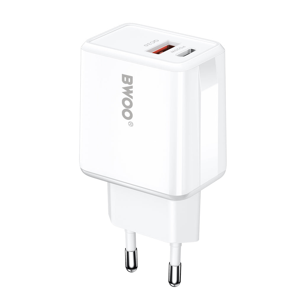 Netzteil mit Lightning-Kabel BWOO CDA182, 38W, 3A, 1 x USB-A - 1 x USB-C, Weiß