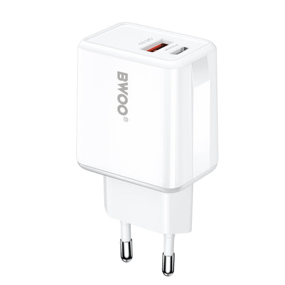 Netzteil mit Lightning-Kabel BWOO CDA182, 38W, 3A, 1 x USB-A - 1 x USB-C, Weiß