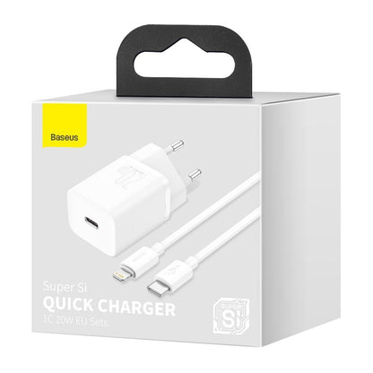 Netzwerkladegerät mit Lightning-Kabel Baseus Super Si, 20 W, 3 A, 1 x USB-C, Weiß TZCCSUP-B02