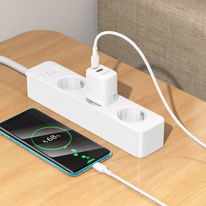 Network Charger with USB-C Cable Borofone BN27 Fuente, 20W, 3A, 1 x USB-A - 1 x USB-C, White
