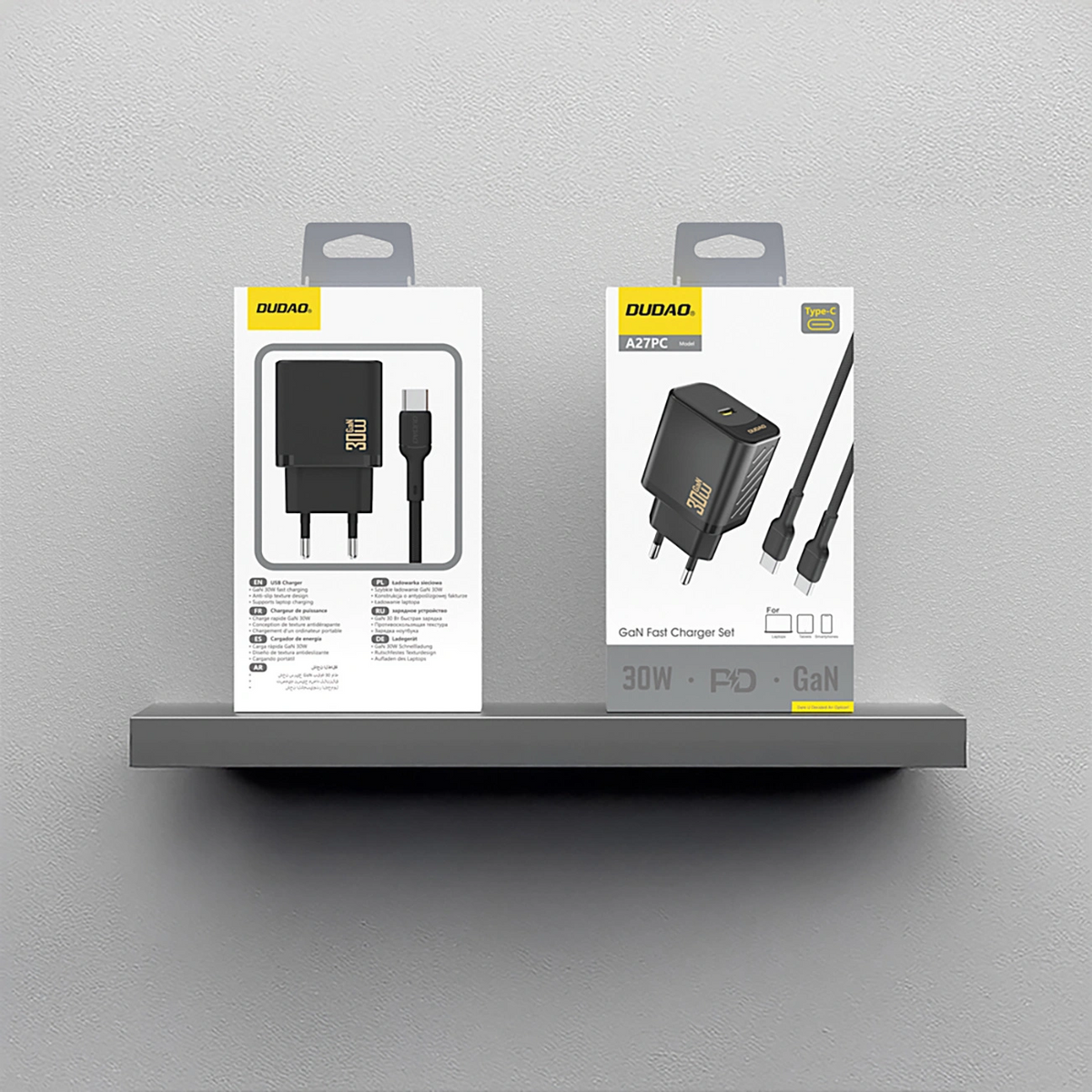 Netzteil mit USB-C-Kabel Dudao A27PCEU, 30W, 3A, 1 x USB-C, Schwarz