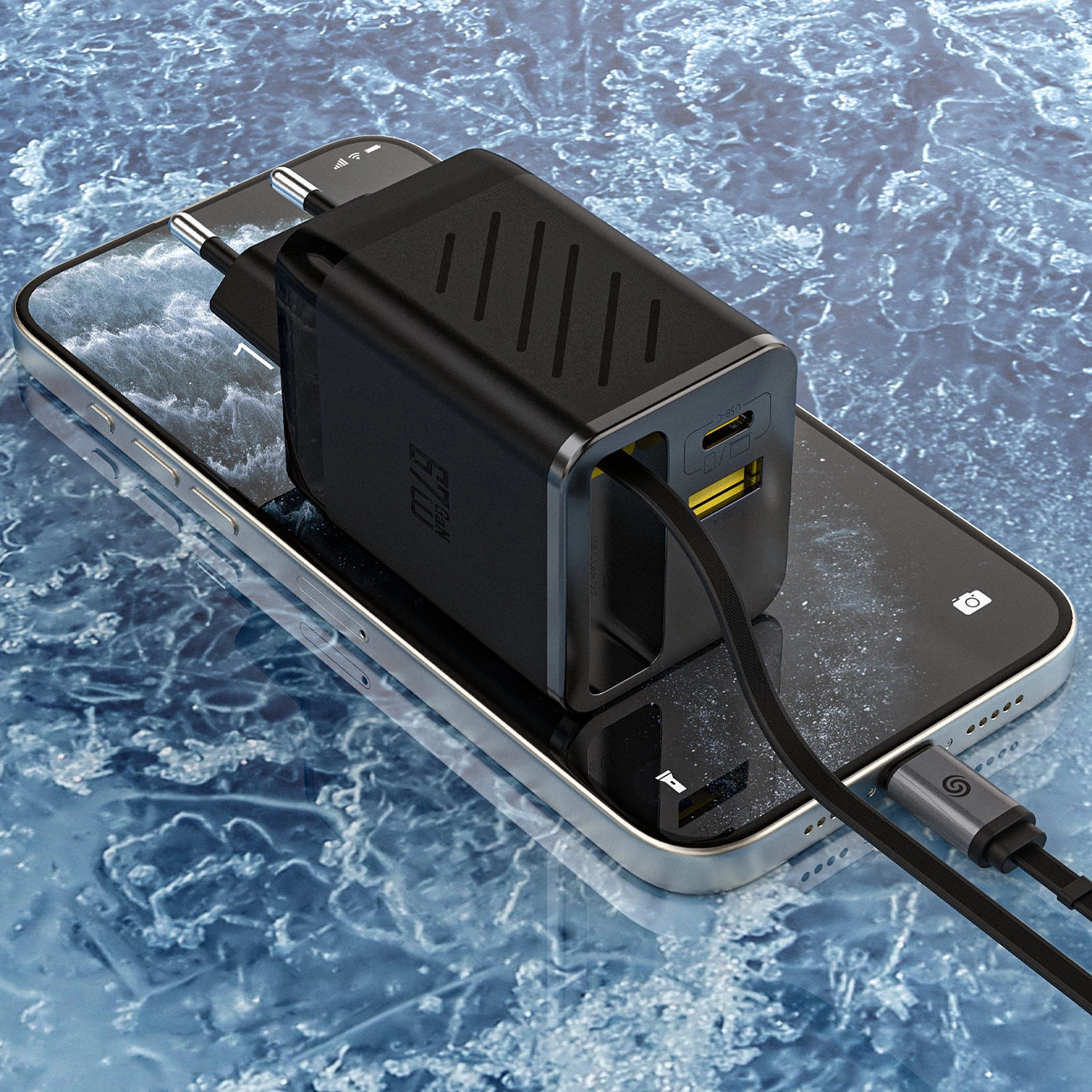 Netzladegerät mit USB-C Kabel Dudao A67EU, 67W, 3.35A, 1 x USB-A - 1 x USB-C, Schwarz