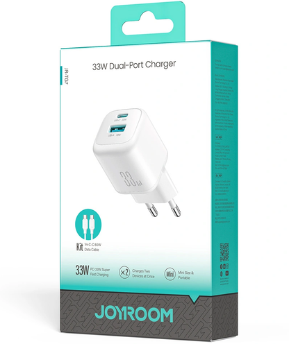 Netzteil mit USB-C-Kabel Joyroom JR-TG7, 33W, 3A, 1 x USB-A - 1 x USB-C, Weiß