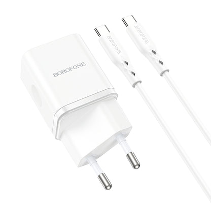 Borofone BN7 Netzwerkladegerät mit USB-C-Kabel, 20 W, 3 A, 1 x USB-A – 1 x USB-C, Weiß