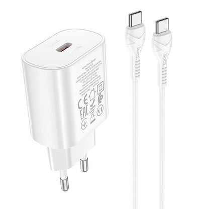 Netzwerkladegerät mit USB-C-Kabel HOCO Jetta N22, 25 W, 3 A, 1 x USB-C, Weiß