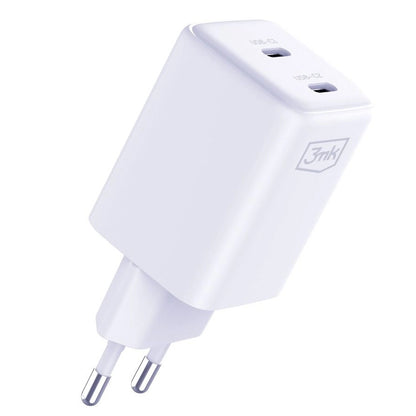 3MK HyperCharger USB-C Cable Charger, 45W, 3A, 2 x USB-C, White