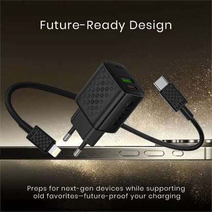 Netzladegerät mit Lightning-Kabel Lito LC15L, 20W, 3A, 1 x USB-A - 1 x USB-C, Schwarz