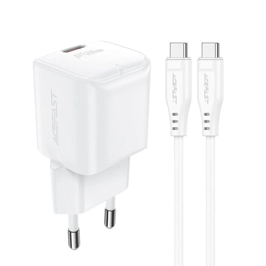 Network Charger with USB-C Cable Acefast A77, 30W, 3A, 1 x USB-C, White