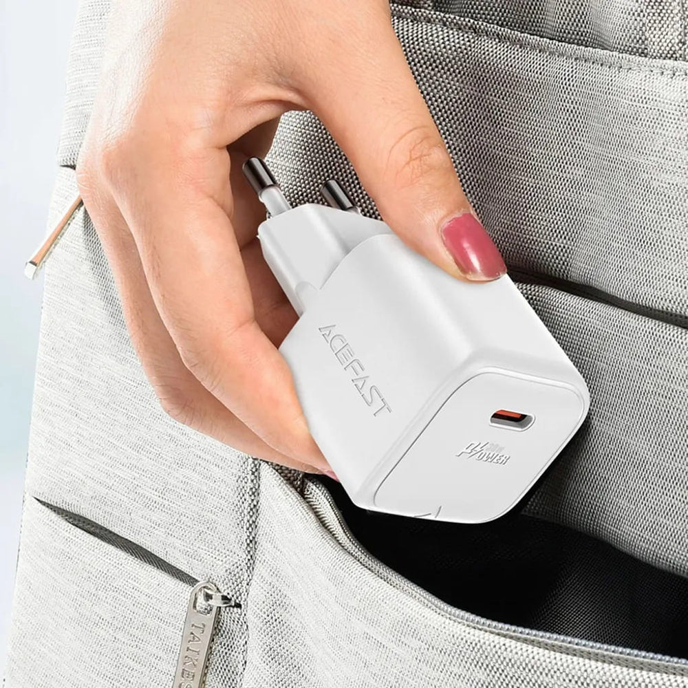 Network Charger with USB-C Cable Acefast A77, 30W, 3A, 1 x USB-C, White