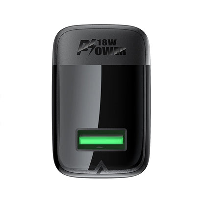 Netzladegerät mit USB-C Kabel Acefast A90, 18W, 3A, 1 x USB-A, Schwarz