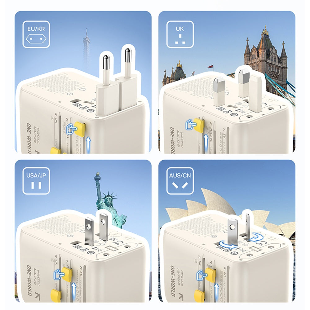 Netzteil mit USB-C-Kabel Baseus Travel EnerCore CG11, 70W, 2 x Steckdose - 1 x USB-C - 2 x USB-A, Weiß E0307E01