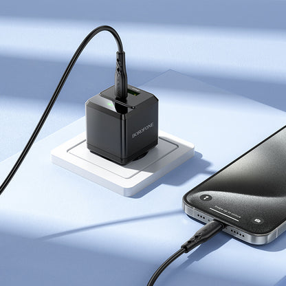 Netzladegerät mit USB-C Kabel Borofone BN19 Intenso, 20W, 3A, 1 x USB-A - 1 x USB-C, Schwarz