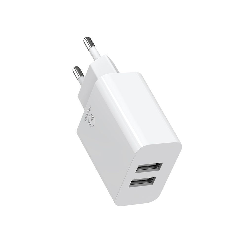 McDodo CH-6721 Network Charger with USB-C Cable Offer, 12W, 2.4A, 2 x USB-A, White