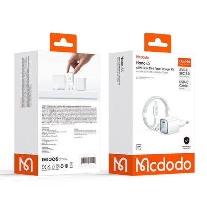 Netzteil mit USB-C-Kabel Mcdodo Nano CH-8263, 65W, 3,25A, 1 x USB-C, Weiß