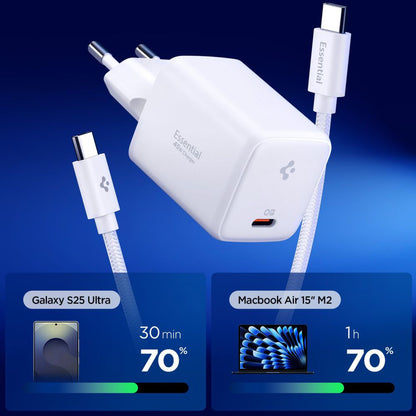 Netzladegerät mit USB-C Kabel Spigen EE451EU Essential, 45W, 3A, 1 x USB-C, Weiß ACH09473