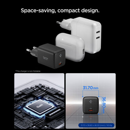 Netzladegerät mit USB-C Kabel Spigen EE451EU Essential, 45W, 3A, 1 x USB-C, Schwarz ACH09474