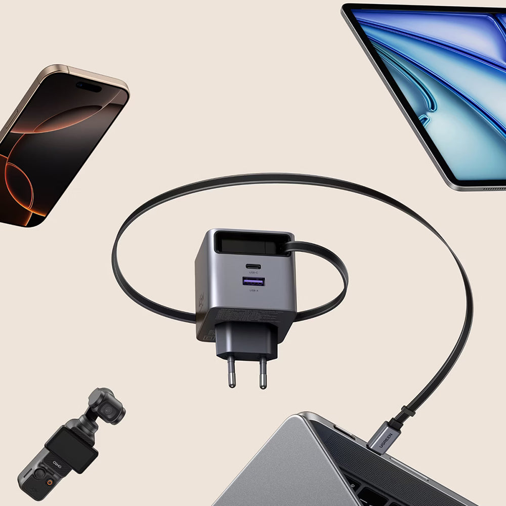 Netzladegerät mit USB-C Kabel UGREEN X614, 45W, 3A, 1 x USB-A - 1 x USB-C, Grau