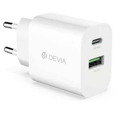 DEVIA RLC-389 Power Adapter, 20W, 3A, 1 x USB-A - 1 x USB-C, White