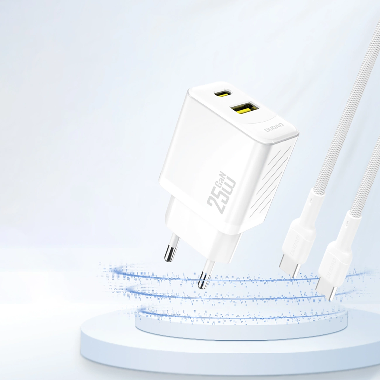 Netzladegerät Dudao A26T, 25W, 3A, 1 x USB-A - 1 x USB-C, Weiß