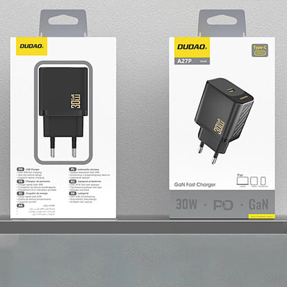 Netzladegerät Dudao A27P, 30W, 3A, 1 x USB-C, Schwarz