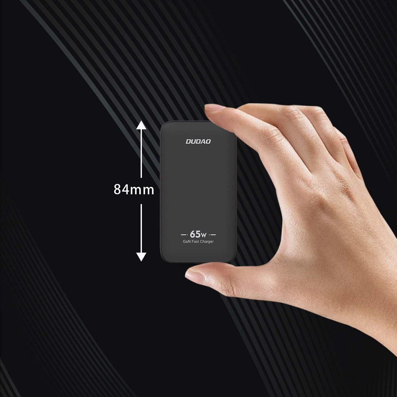 Dudao A65Q Travel Netzladegerät, 65W, 3.25A, 1 x USB-A - 1 x USB-C, Schwarz