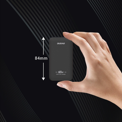 Dudao A65Q Travel Netzladegerät, 65W, 3.25A, 1 x USB-A - 1 x USB-C, Schwarz