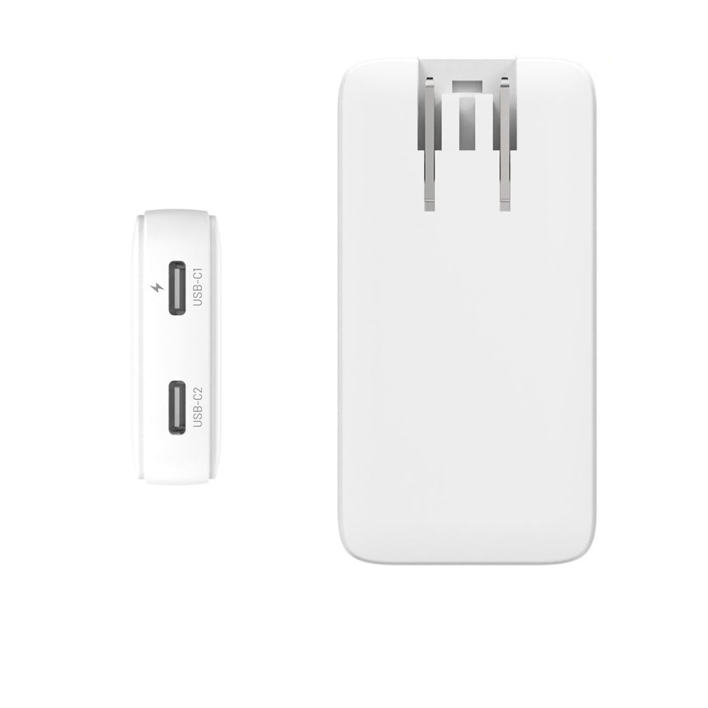 Netzladegerät Fixed Travel, 45W, 3A, 2 x USB-C, Weiß