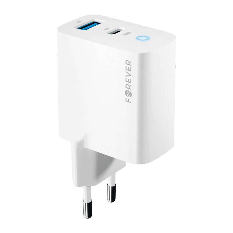 Forever Network Charger TC-06-20AC, 20 W, 3 A, 1 x USB-A – 1 x USB-C, Weiß